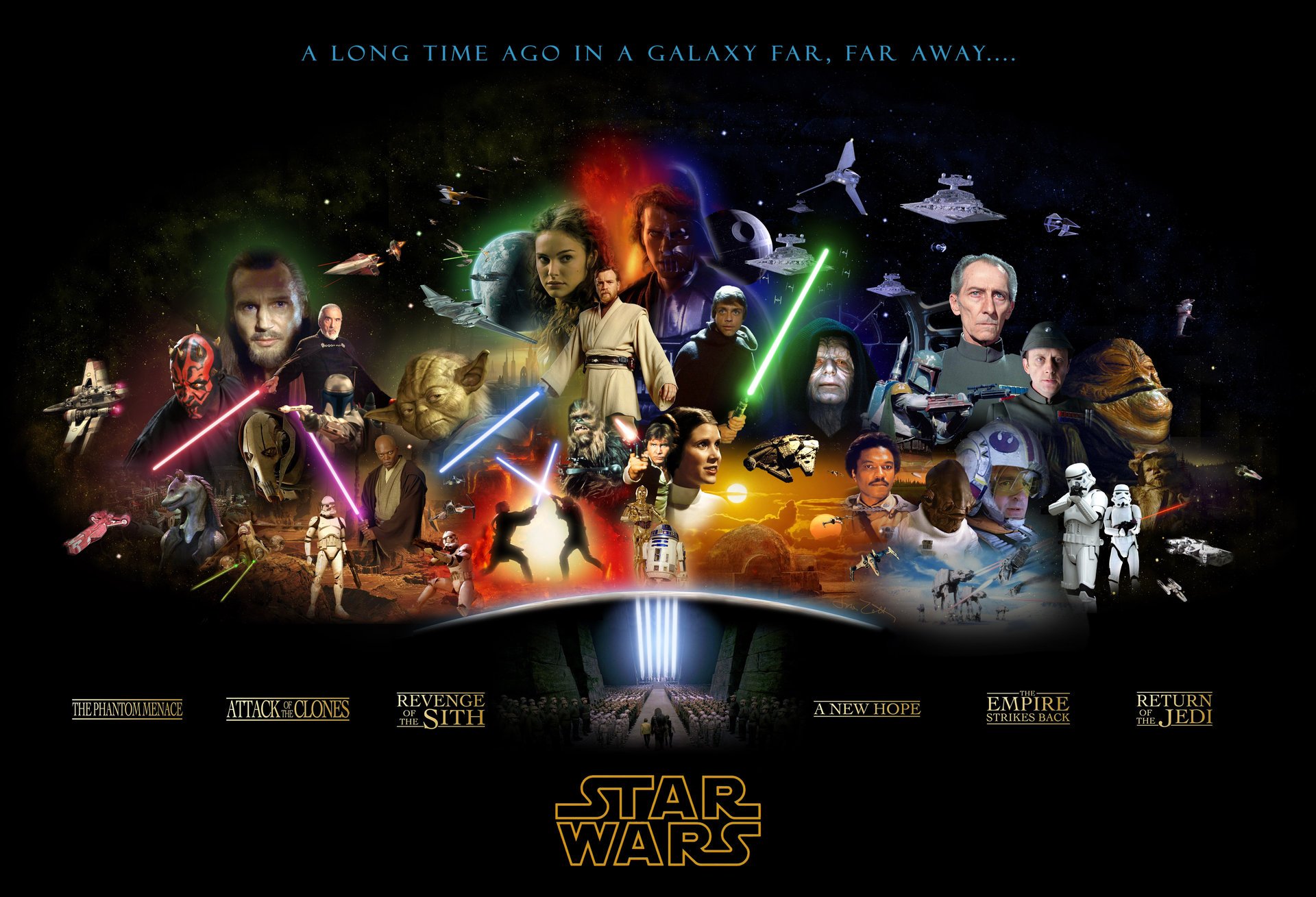 tar wars star wars saga heroes actors black background collage movies movies fiction