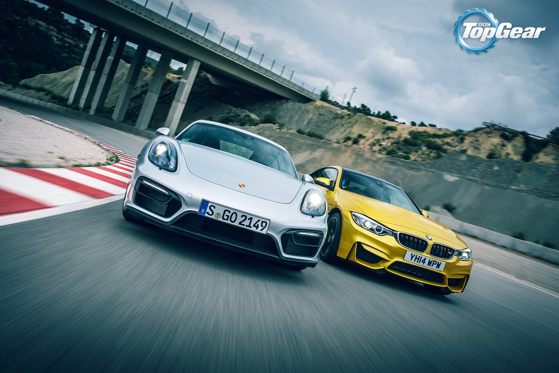 porsche cayman gts bmw m4 argent jaune vitesse supercars piste top gear