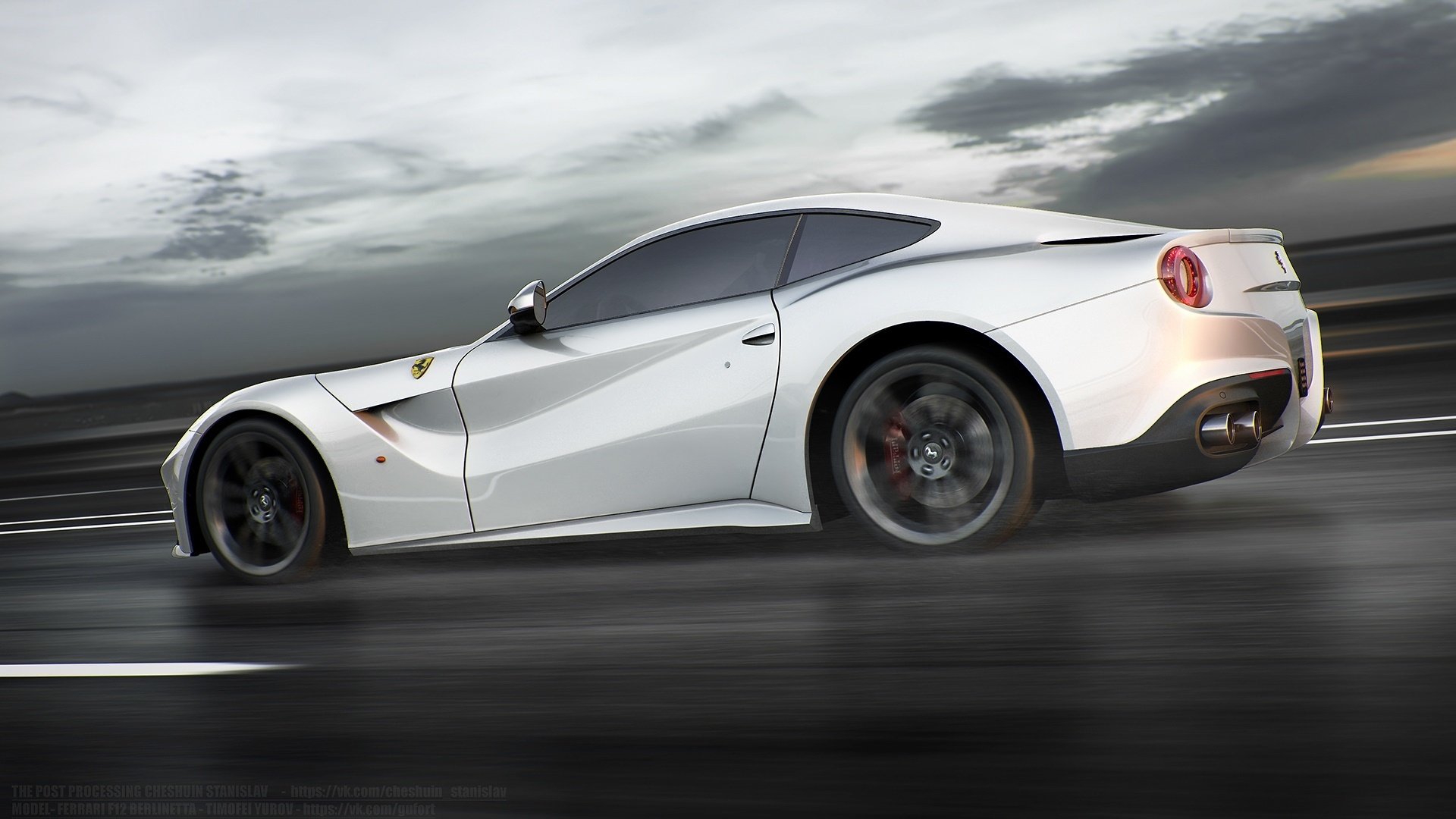 ferrari f12 berlinetta rear white speed road