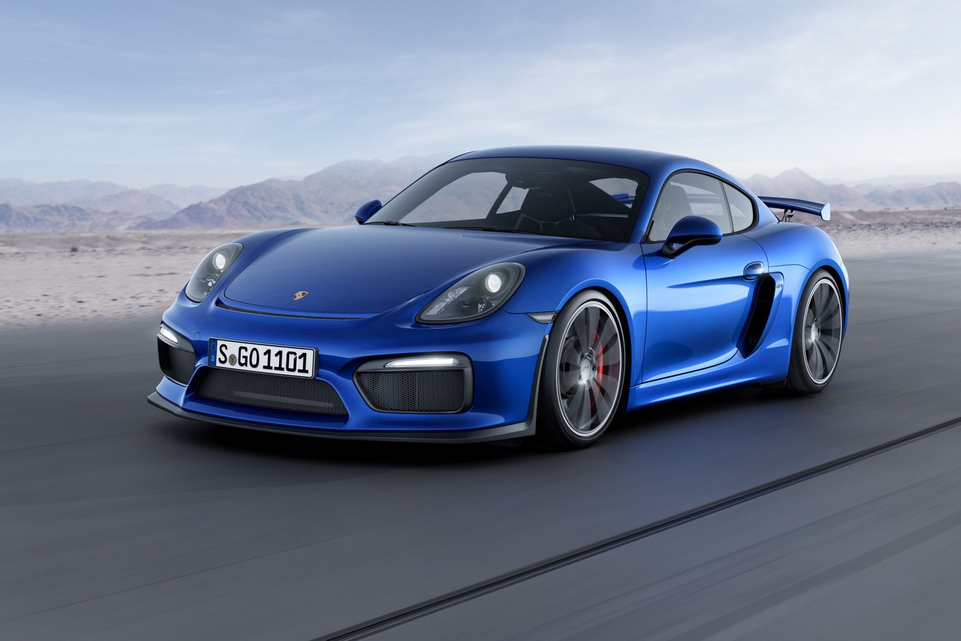 porsche cayman gt4 porsche cayman bleu avant montagnes ciel arrière-plan