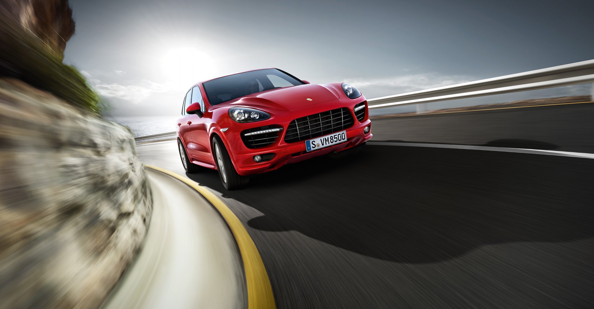 porsche cayenne jeep road speed red