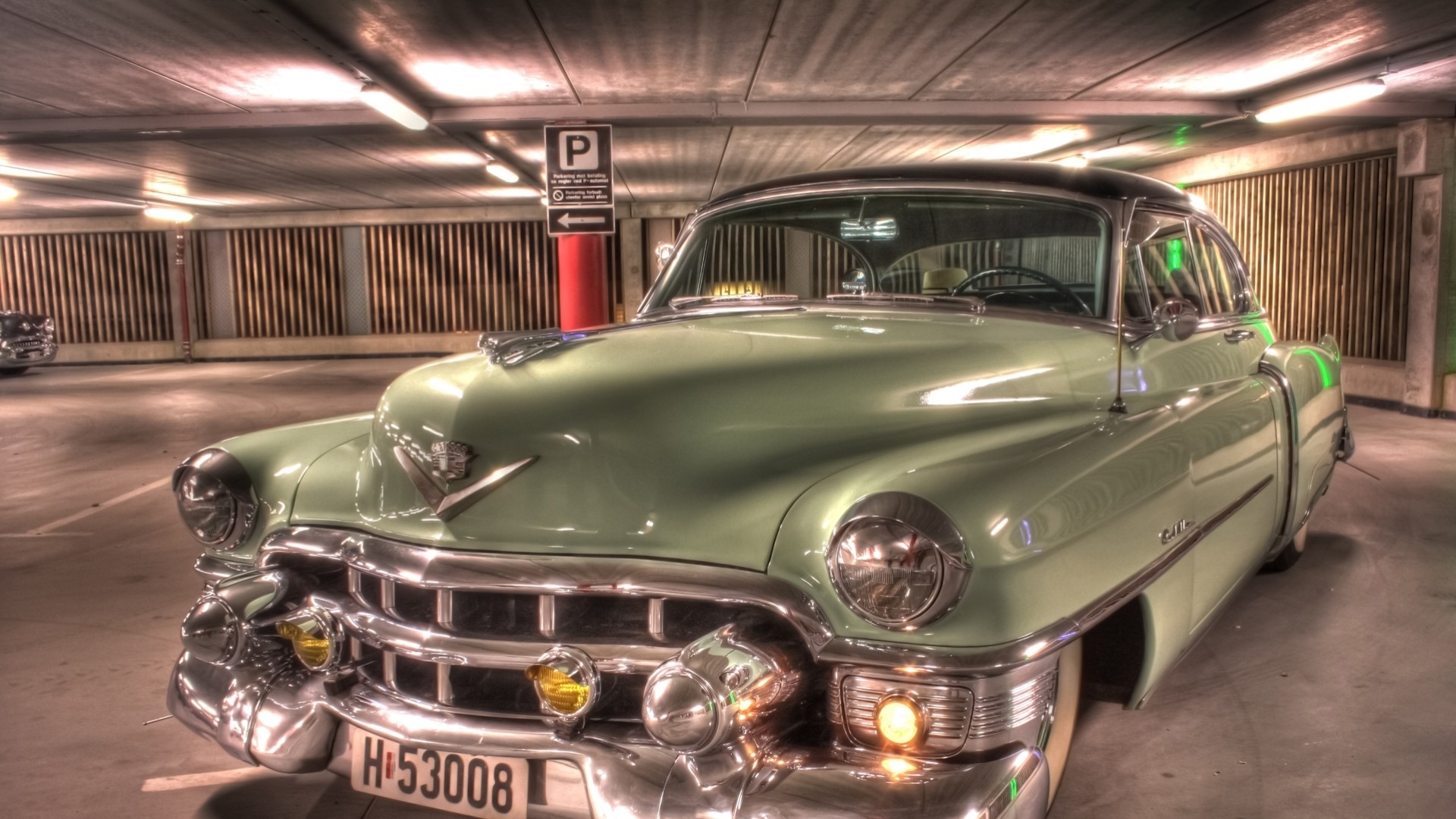 faros coche estacionamiento vintage