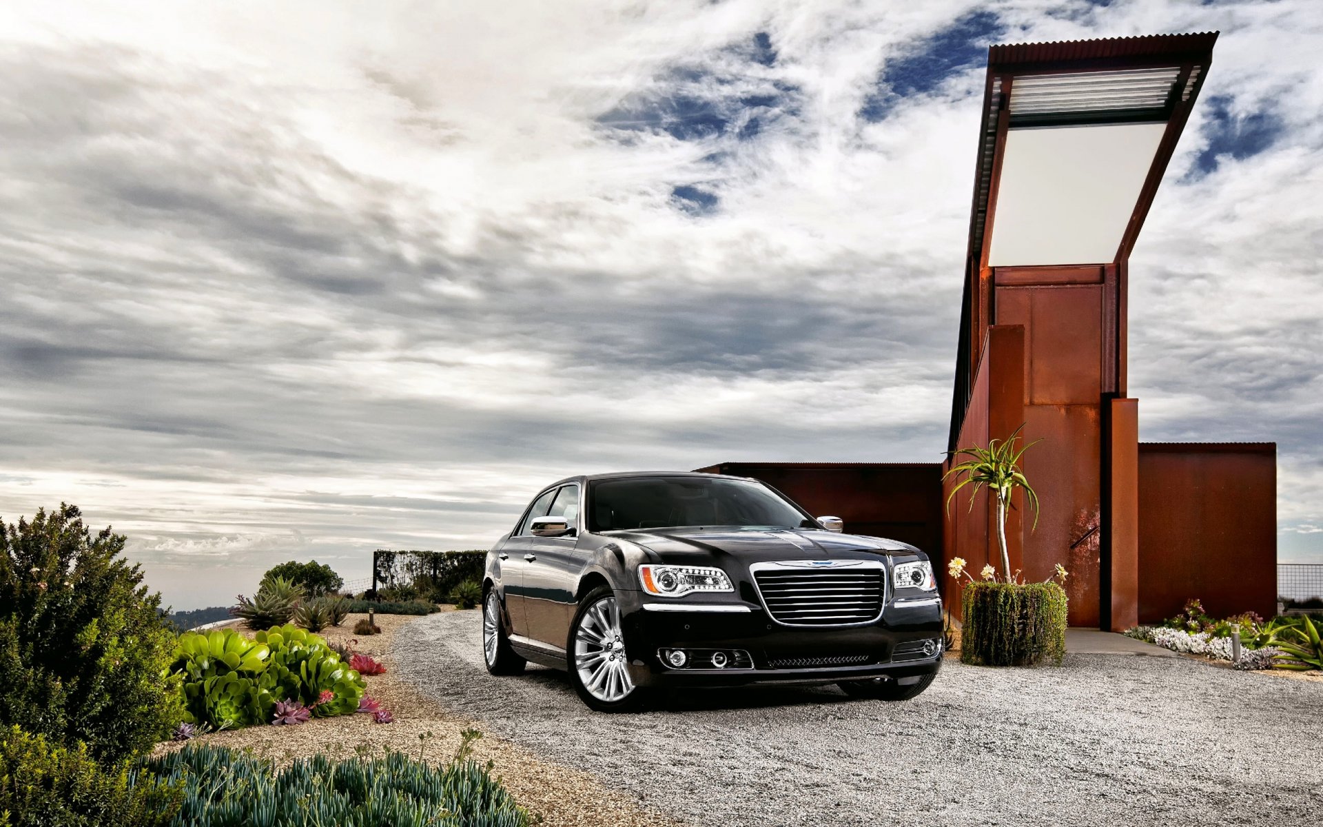 chrysler auto noir berline ciel bâtiment avant voiture