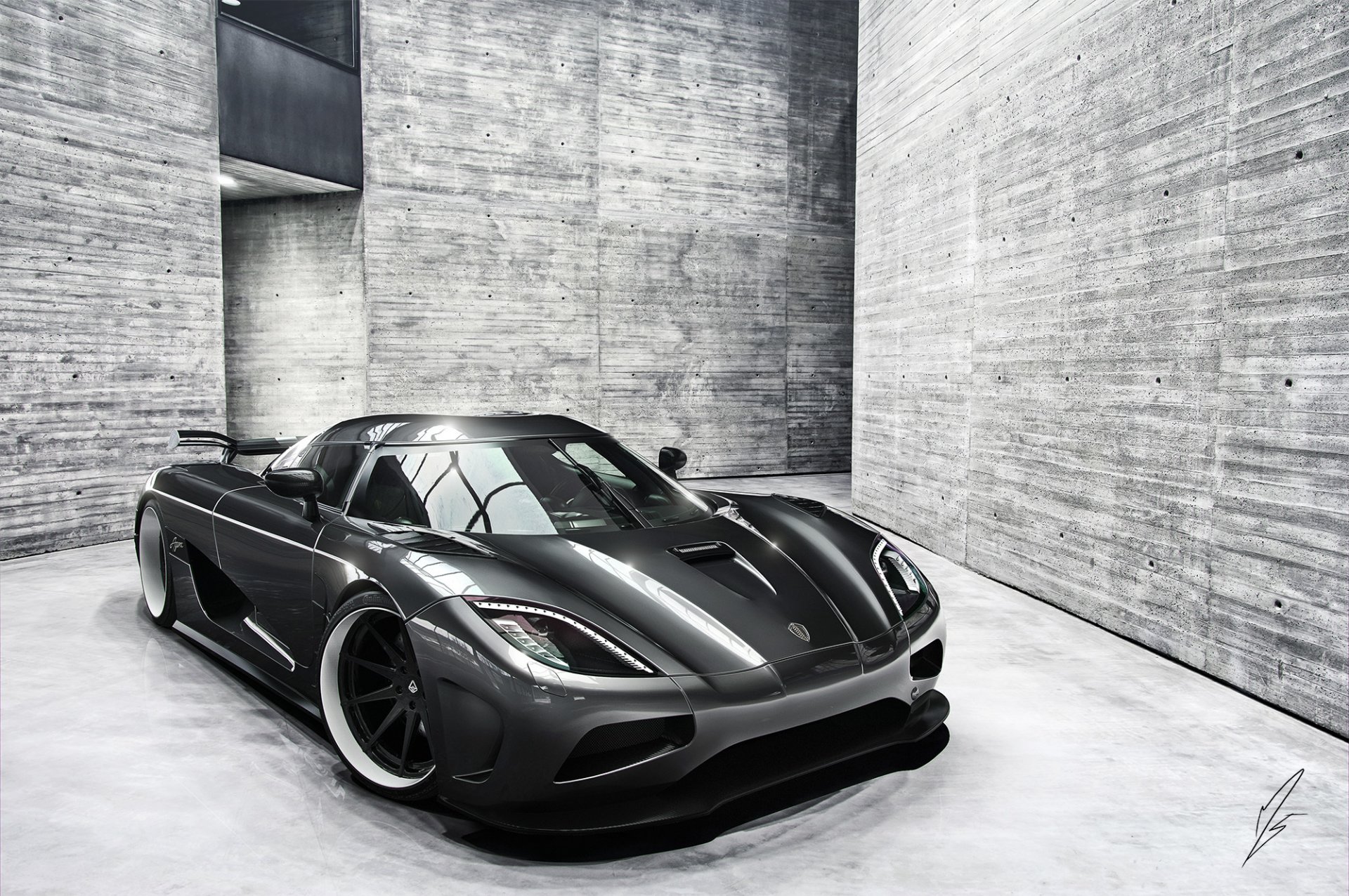 koenigsegg agera superdeportivo delantero spoiler luz plata