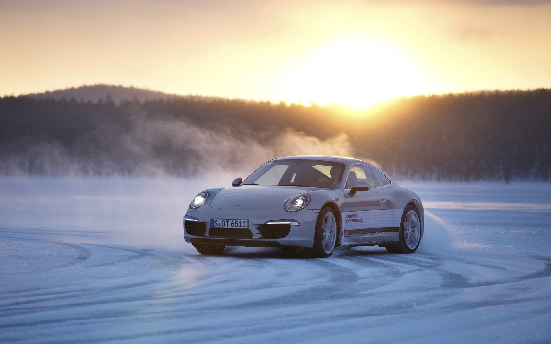 porsche 911 porsche front schleudern sonnenuntergang hintergrund