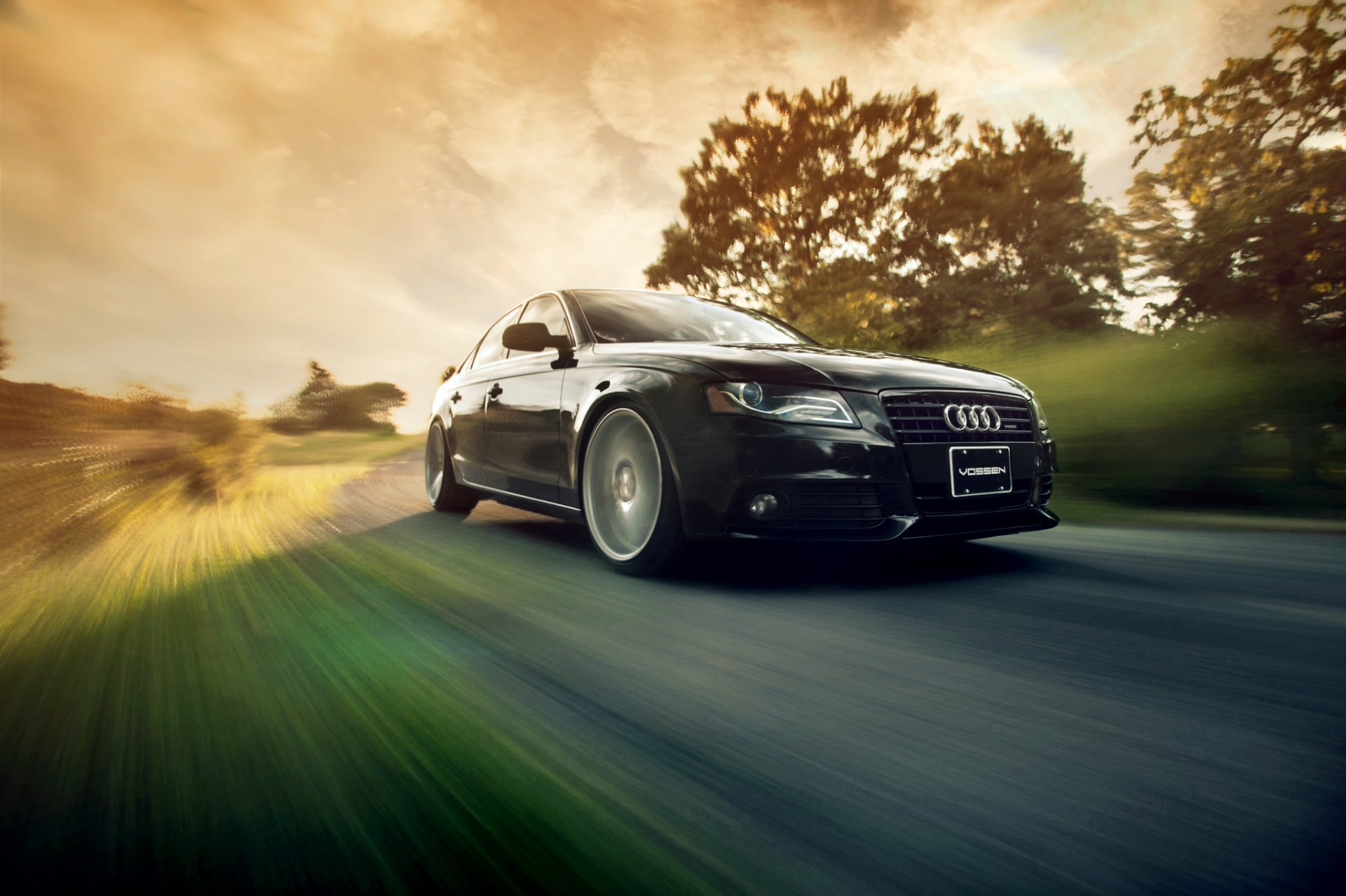 audi a4 b8 negro ronaldo stewart vossen ruedas velocidad movimiento