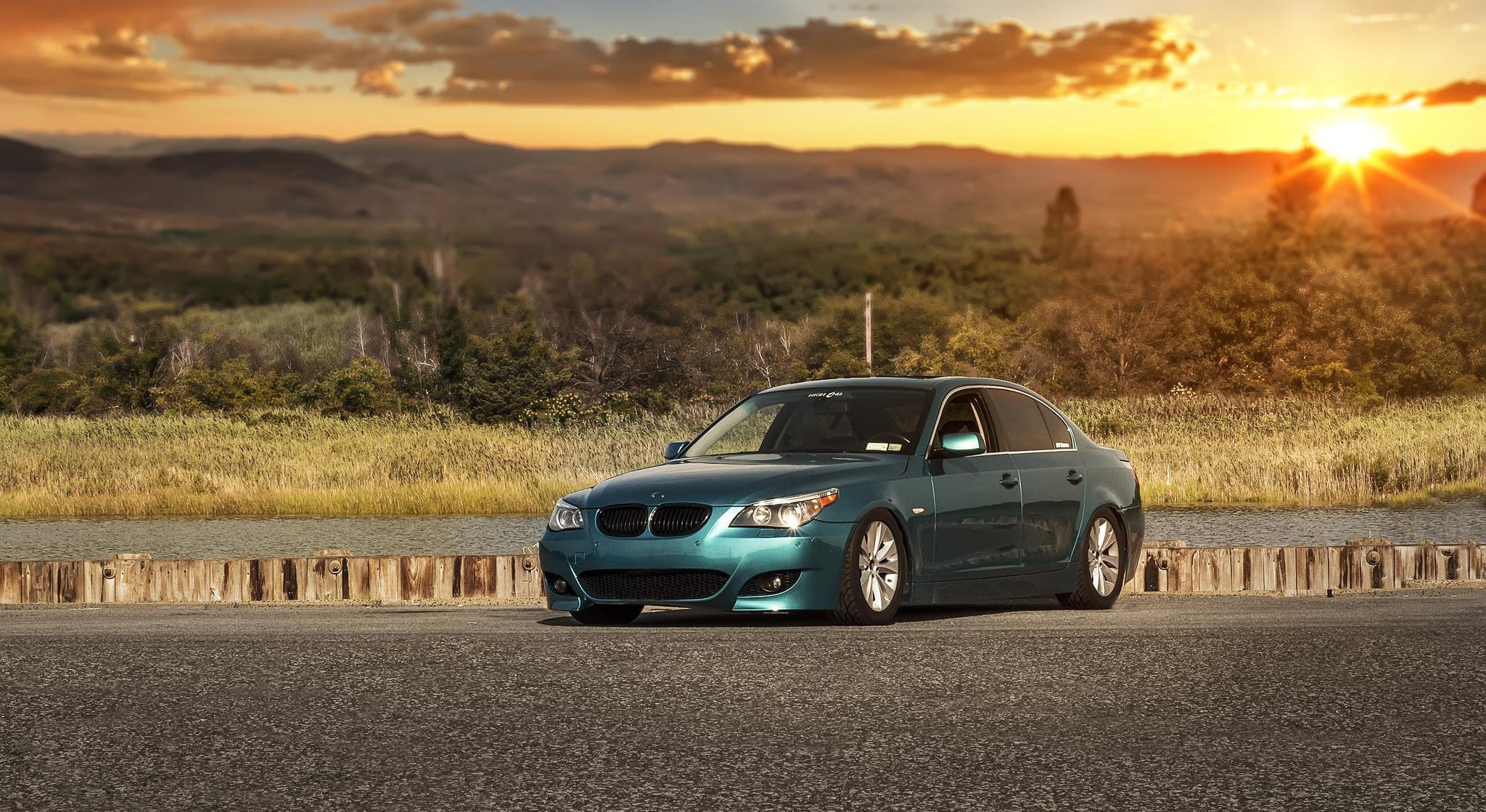 bmw e60 528i stance green tuning