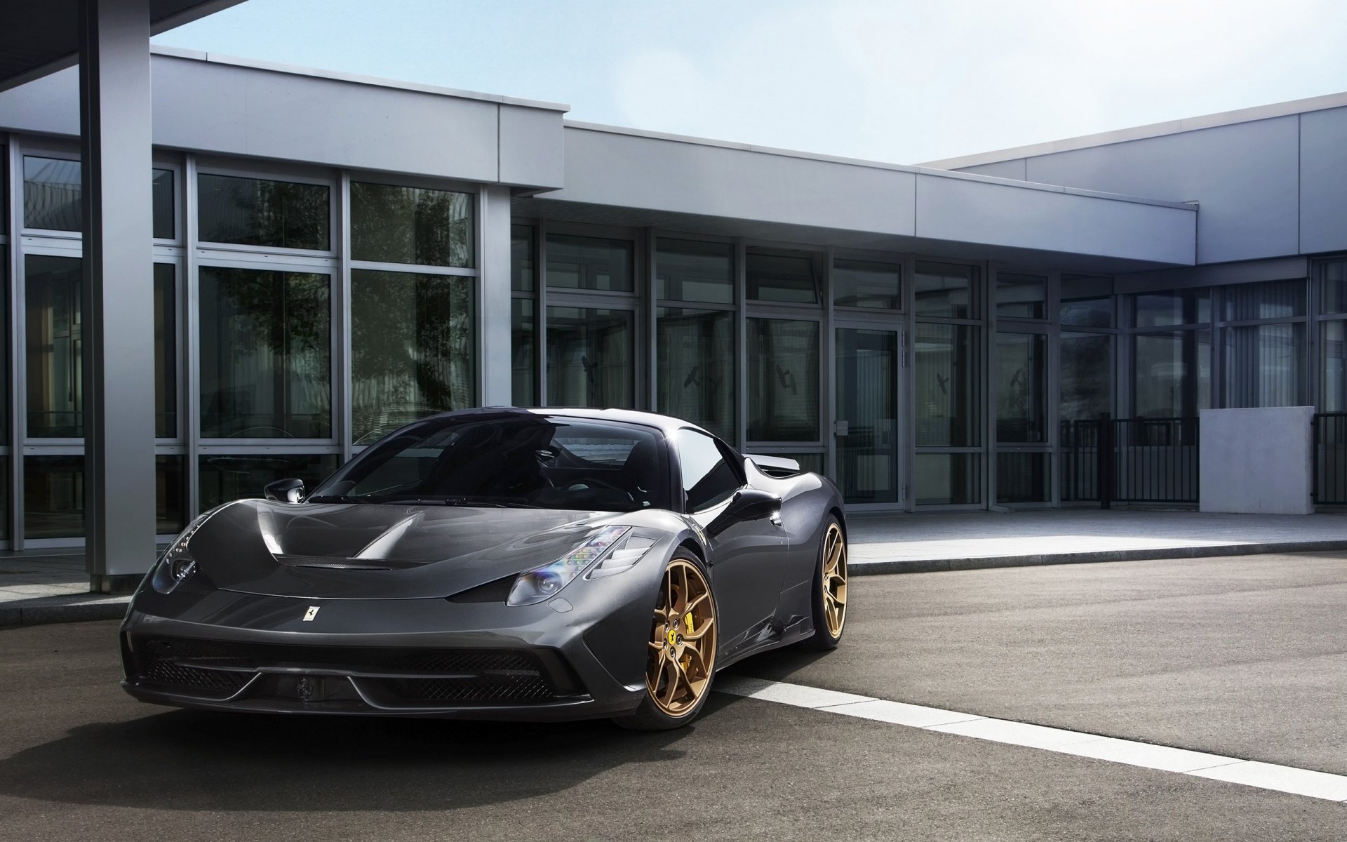 ferrari 458 speciale grey ferarri view building sky