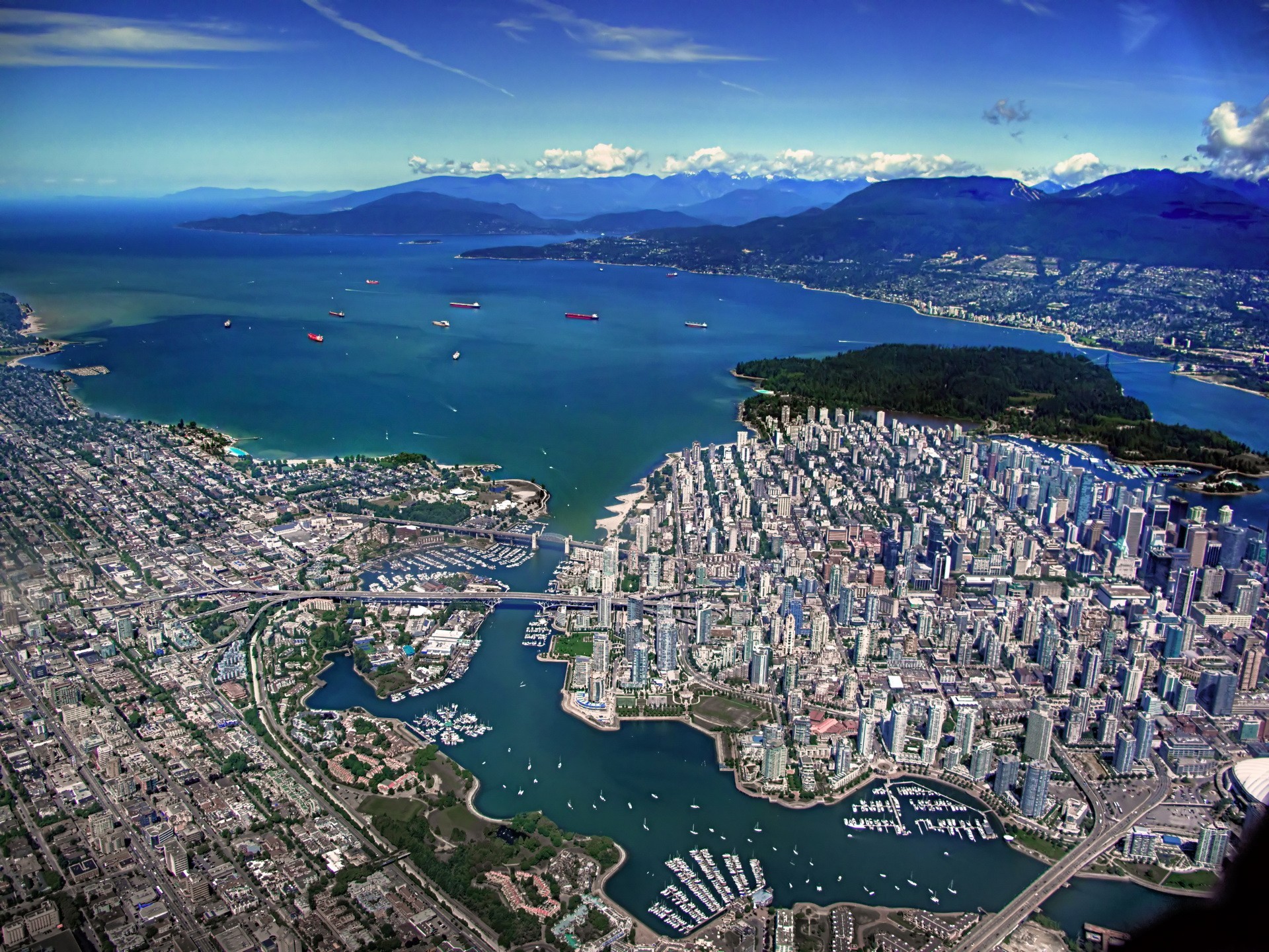 vancouver arriba edificios bahía