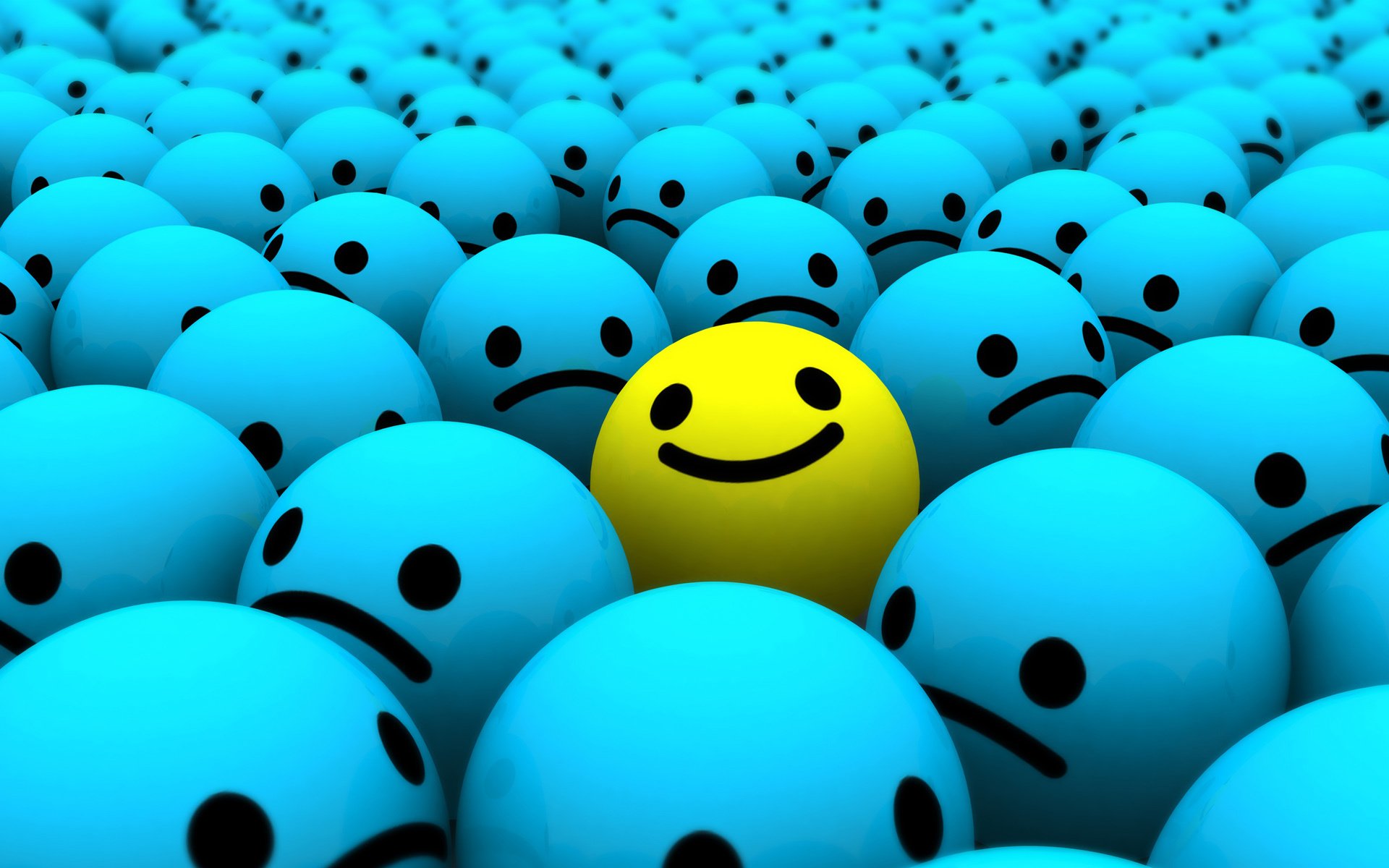 miles feature emotions blue yellow balls smile sadness joy smiley positive the crowd