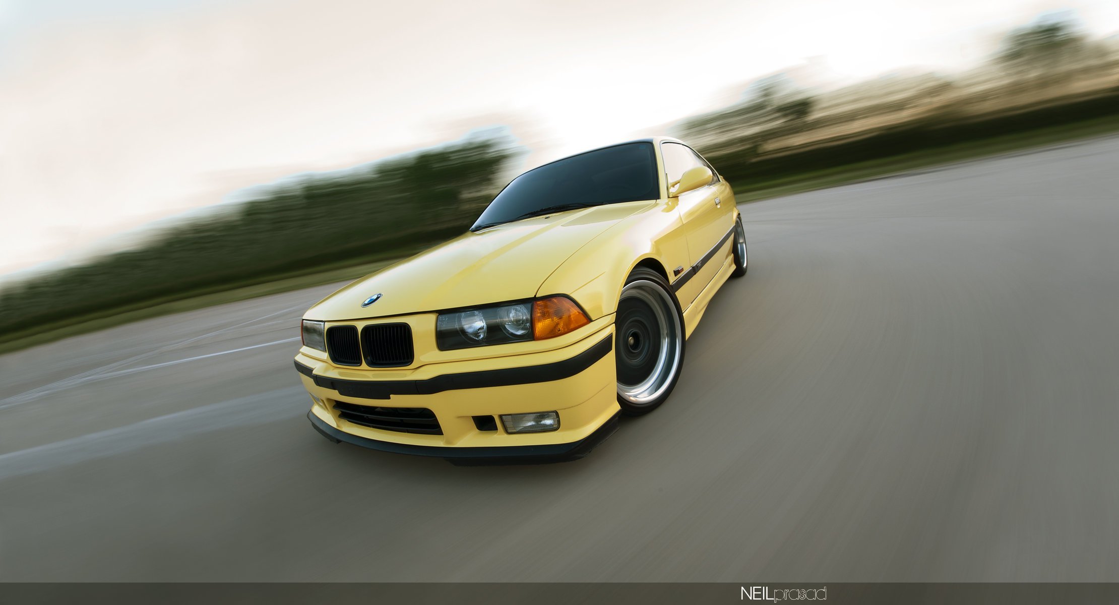 bmw e36 m3 3 series bmw troika coupe sports car yellow bavaria germany yellow car car headlights speed movement u-turn passenger cars cars auto motor transport