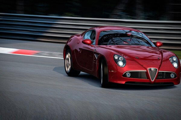 Elegant sports car on the track