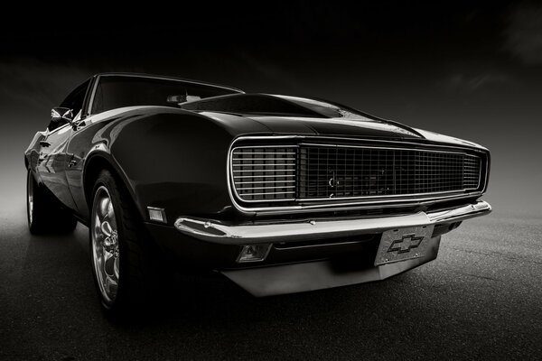 Black 1968 chevrolet camaro. retro car