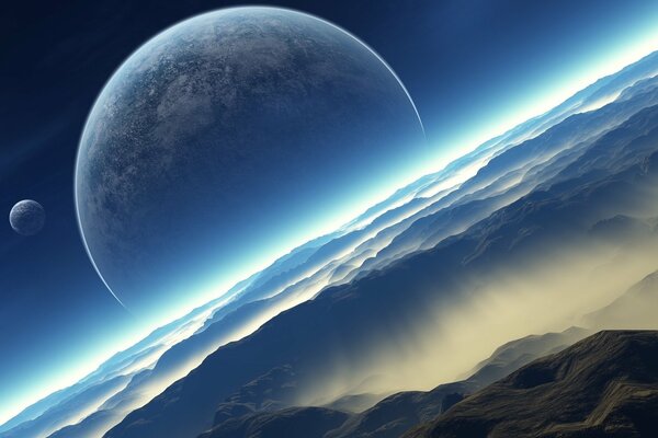 Огромная планета на горизонте неизвестной планеты