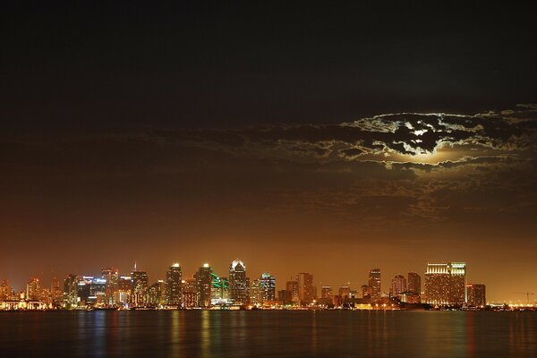 Night city on the background of lights