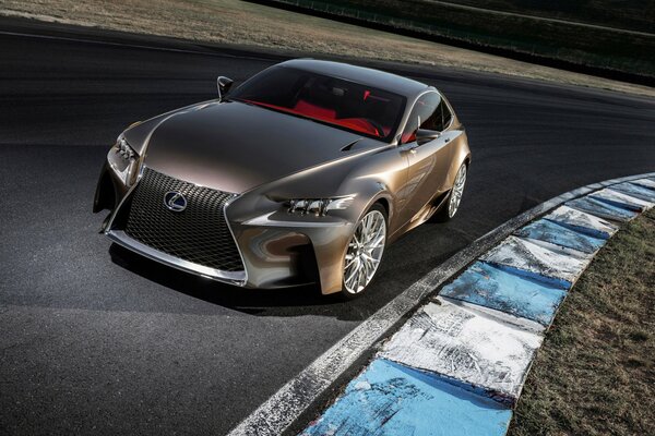 Stylish Lexus with a red interior on the track
