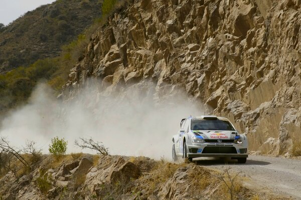 Volkswagen polo drifting in mountainous conditions