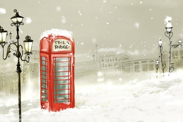 Cute Christmas picture with a phone booth