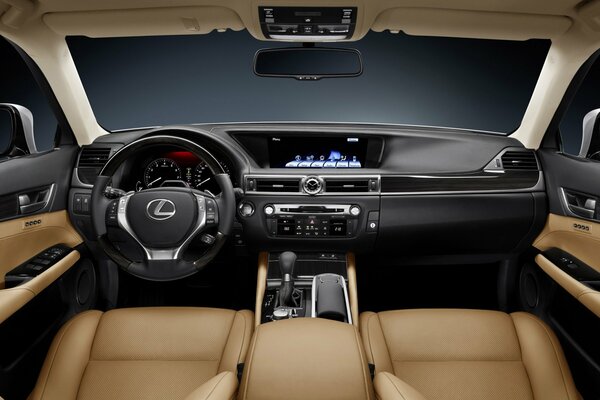 Interior de cuero del coche lexus gs350 2012