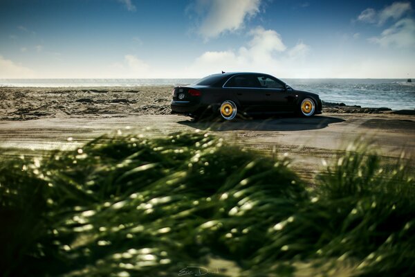 Audi a4 on the coast, the best car wallpapers