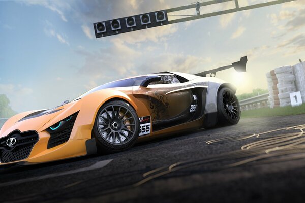Lada concept on a race track, 3D graphics