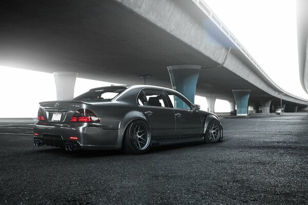 Toyota gray tuned on the road