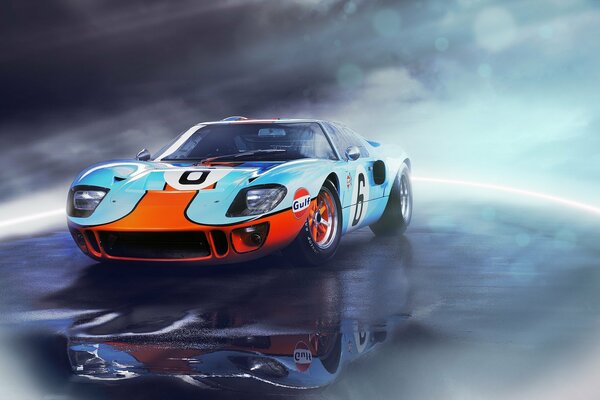 Ford gt40 sur la surface du miroir