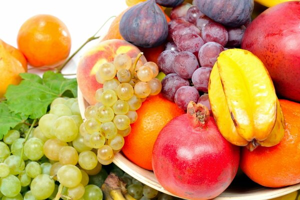 A bowl with exotic bright fruits