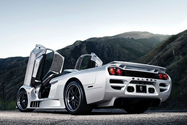 Supercar argento convertibile veloce