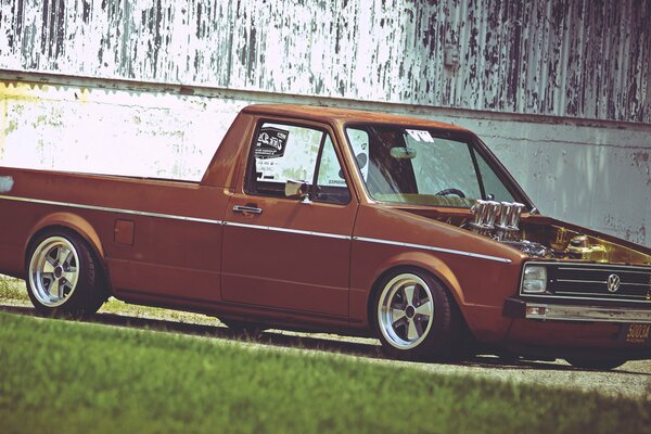 Brown Volkswagen Pickup truck side view