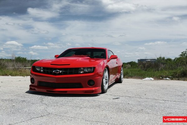 Tuned red Chevrolet Camaro