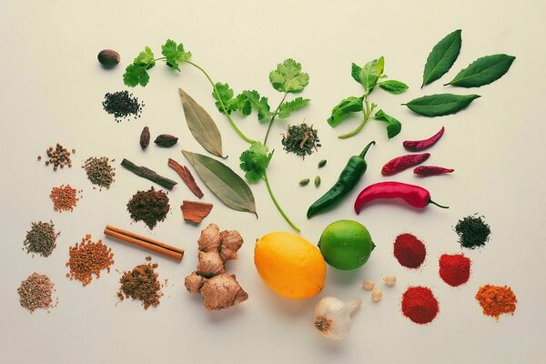 Ensemble de condiments parfumés pour la cuisine