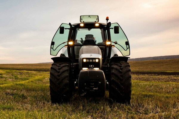 Lamborghini tractor on the background of fields