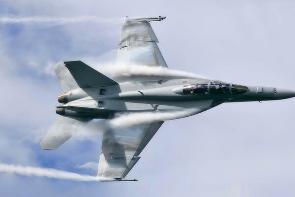 Flight of the military Boeing FA-18ef