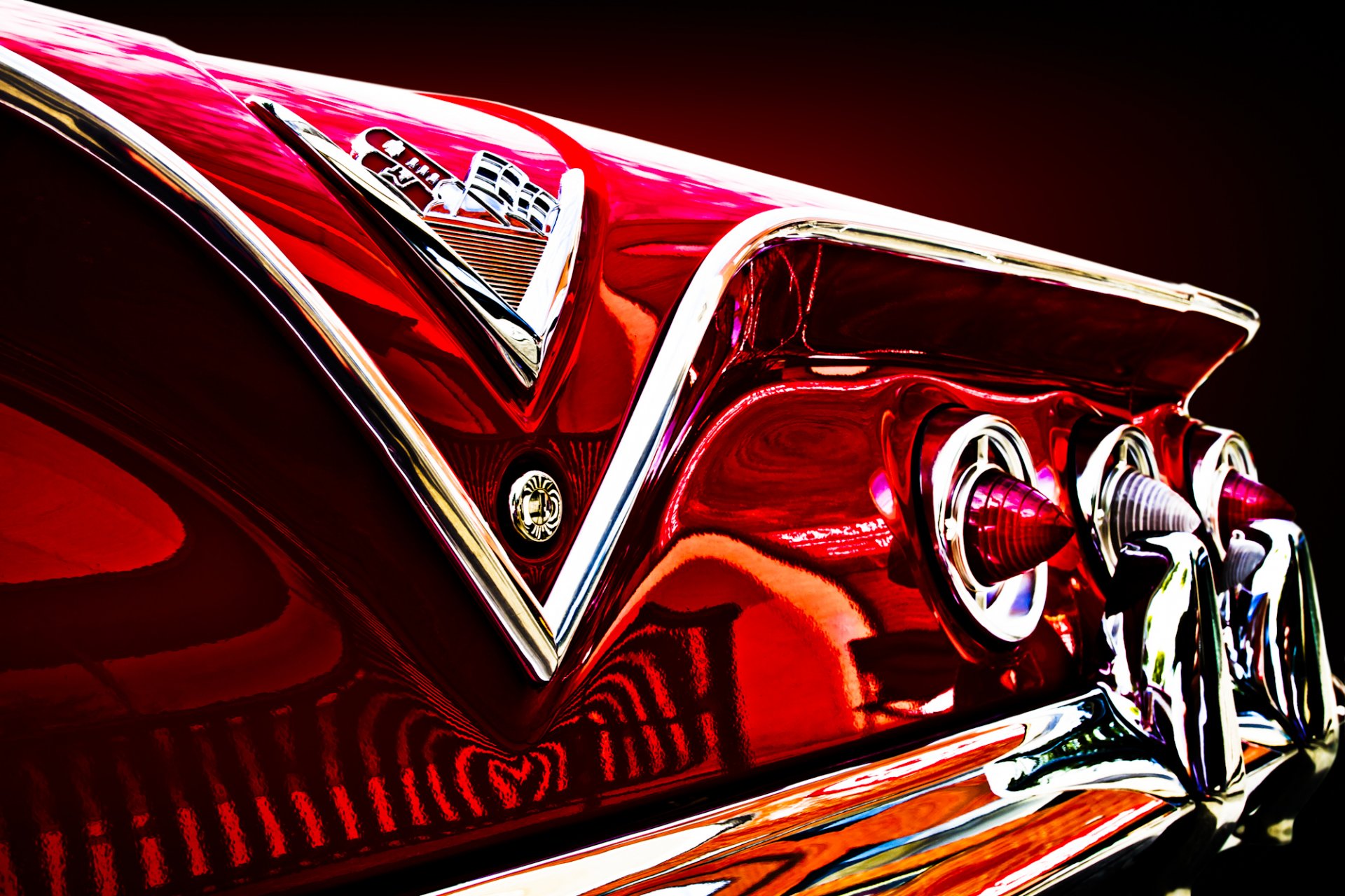 chevrolet chevrolet impala klasyczny retro reflektory światła tylne chromowane części odbicie