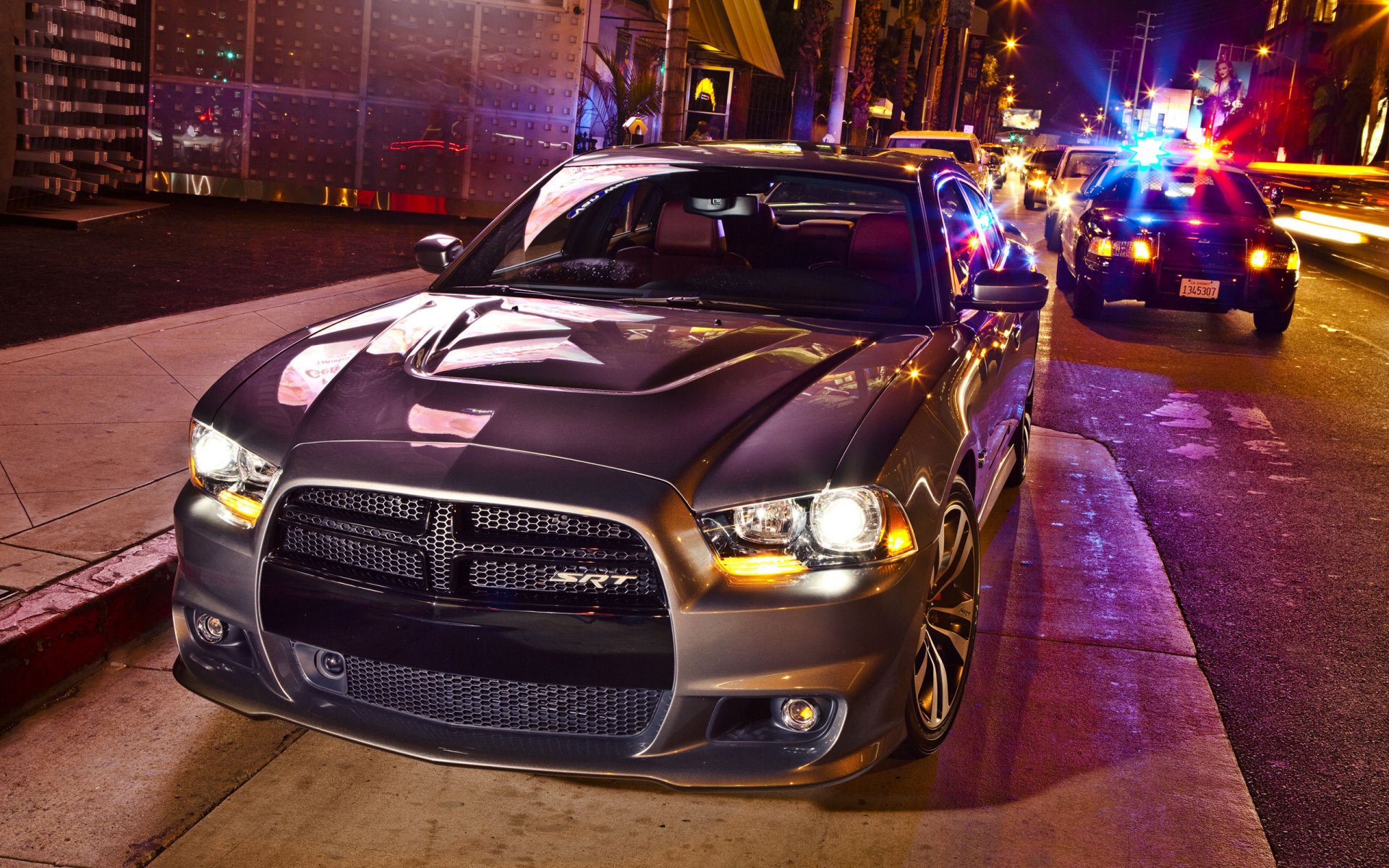 dodge charger srt8 samochód 2012 sto ulica srebrny silnik v-8