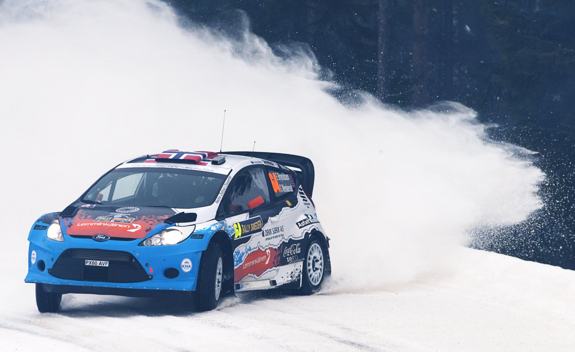 ford fiesta wrc rally rally di svezia skid neve anteriore girare