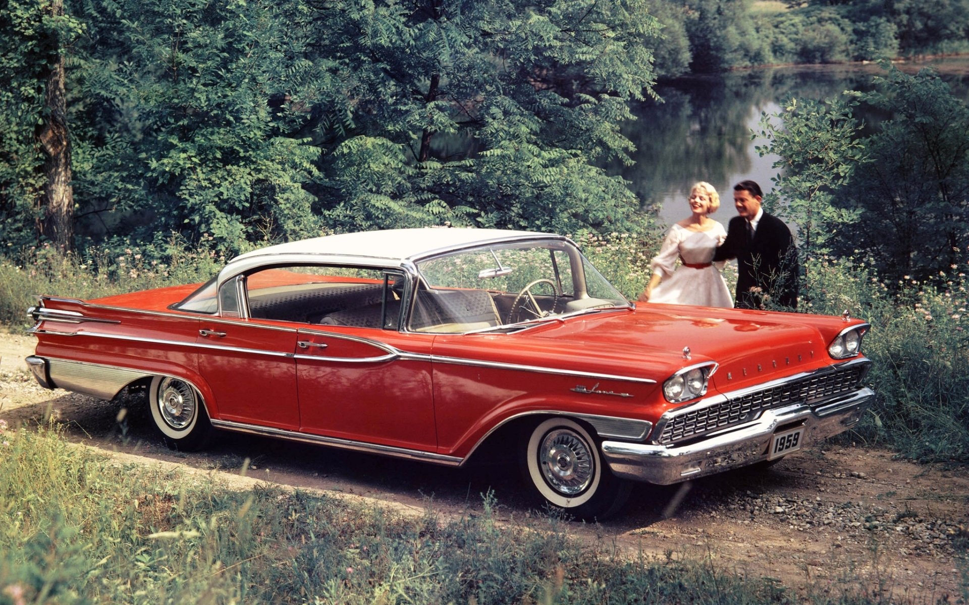 quecksilber park lane hardtop limousine 1959 mercury rot menschen front