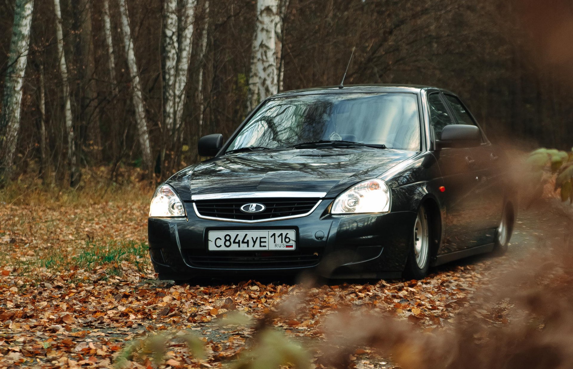 lada auto auto priora priora molto foglie