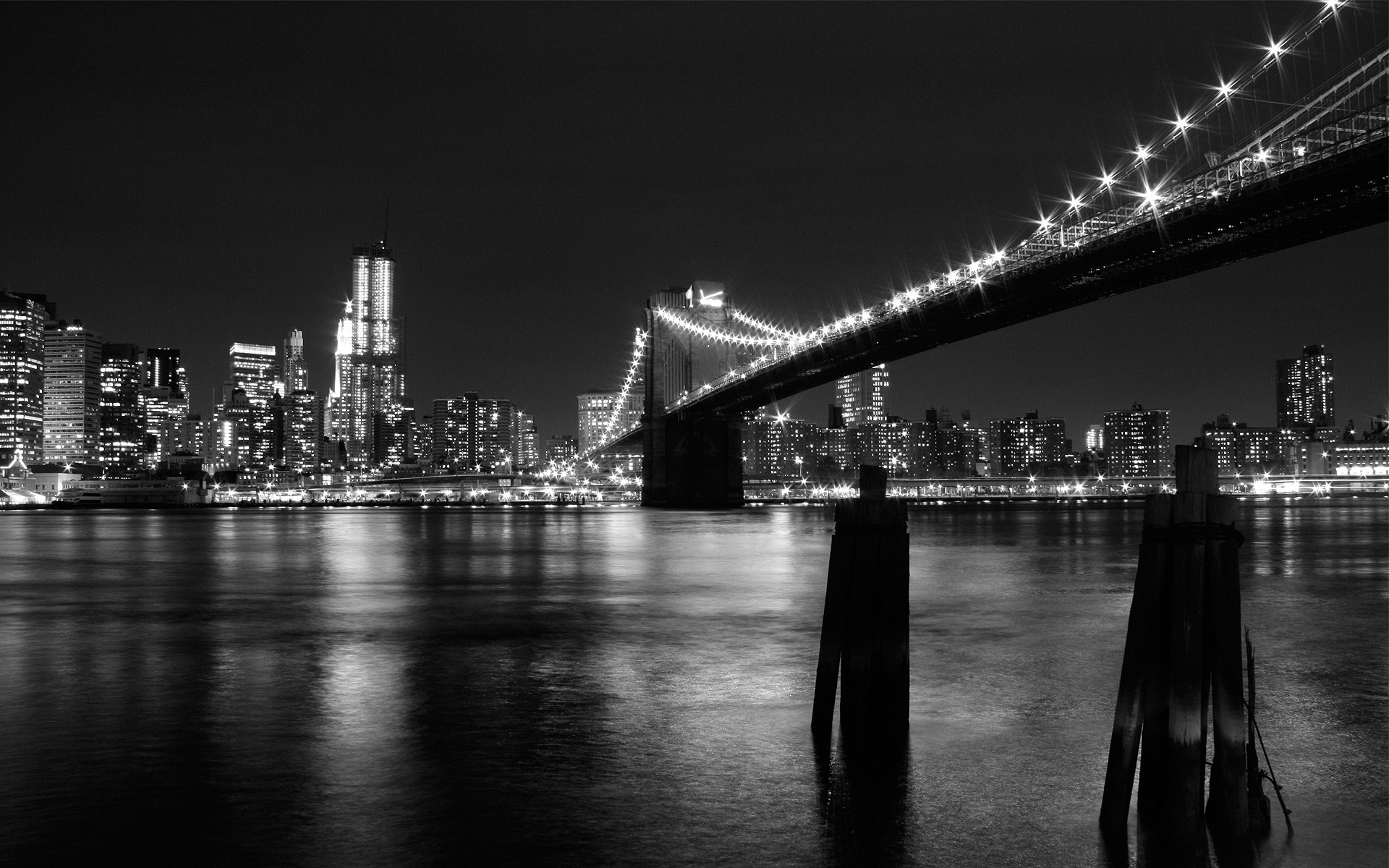 nueva york puente luces blanco y negro