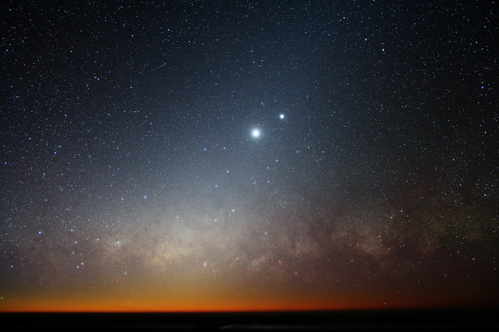 mond horizont milchstraße sterne galaxie venus universum