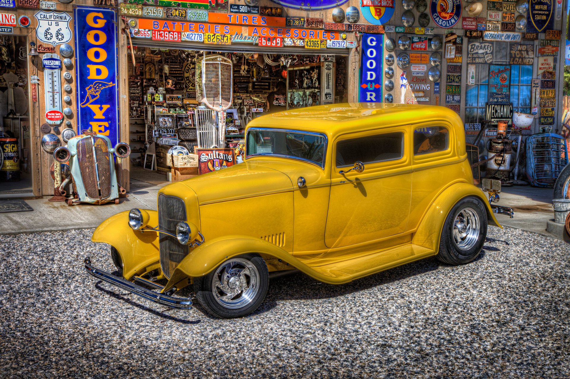 ford vehicles classic retro hotel gas station dressing