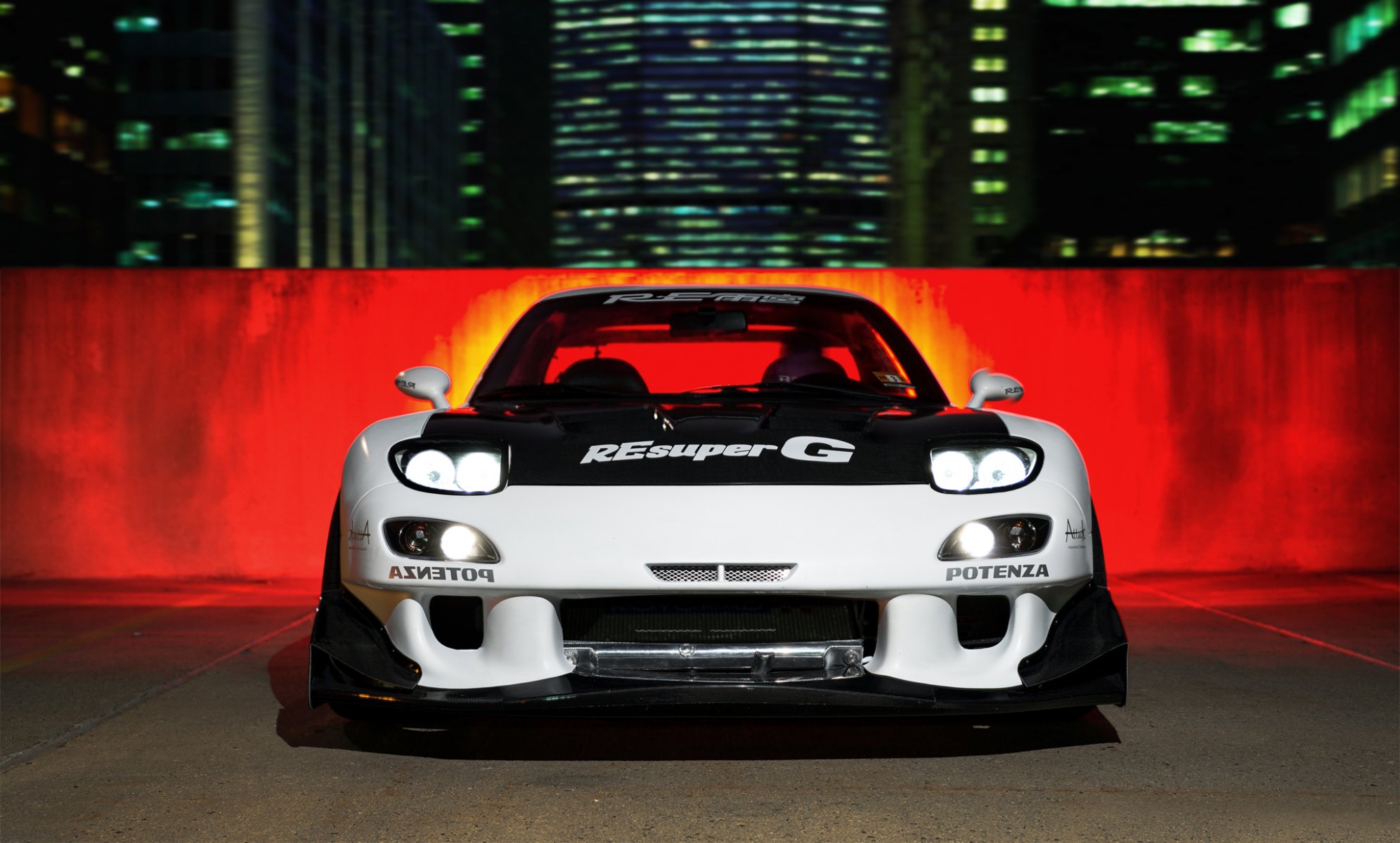 mazda rx-7 тюнинг автомобиль ночь rx7