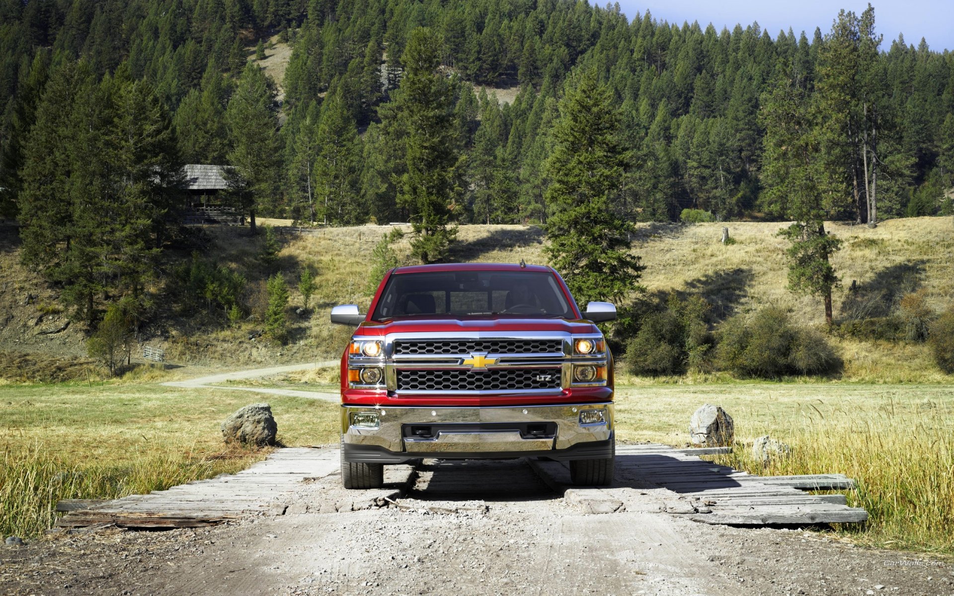 chevrolet silverado шевроле передок пикап фары лес красный