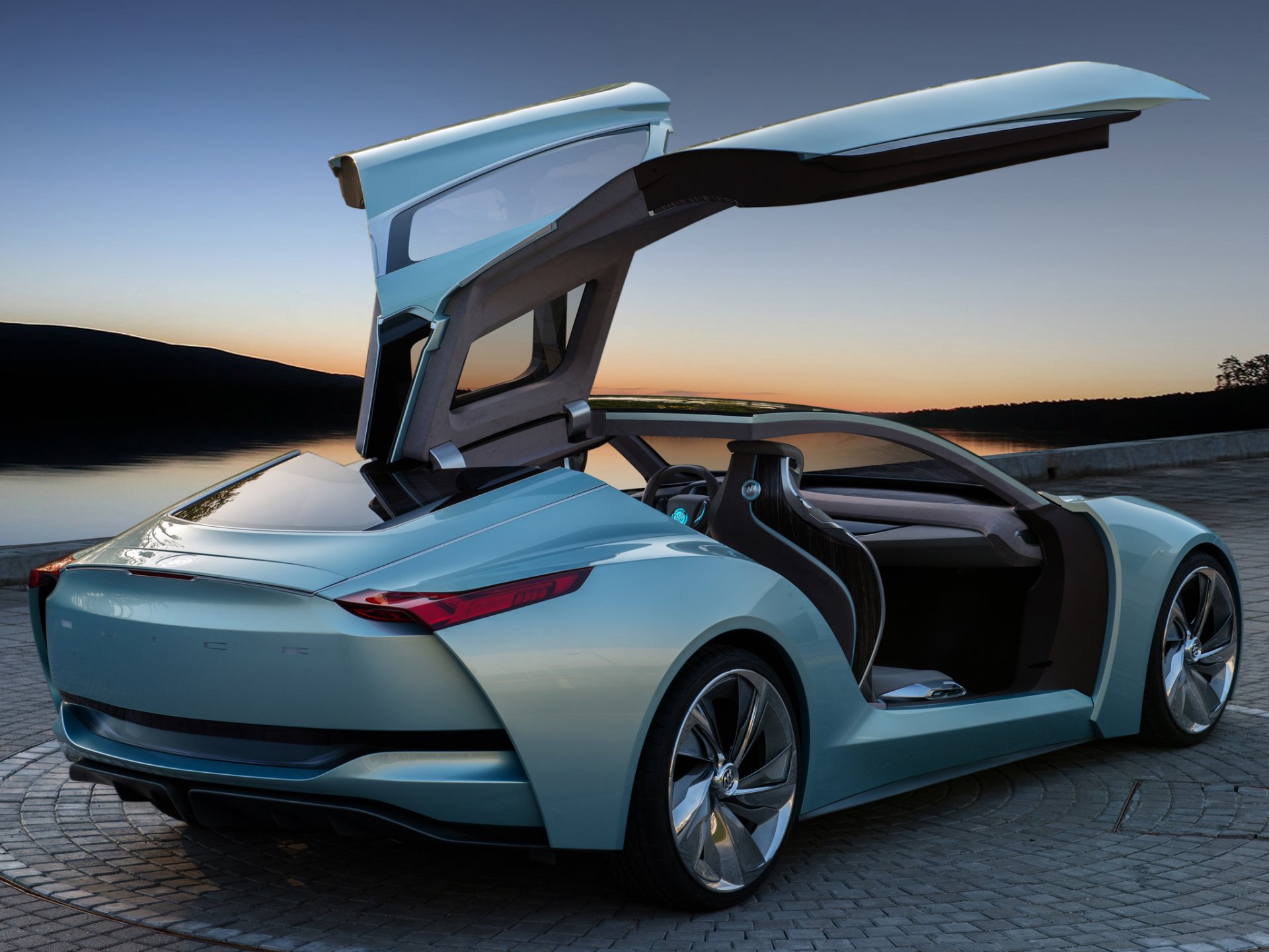 buick riviera concept portes ouvertes ailes de mouette voiture ciel