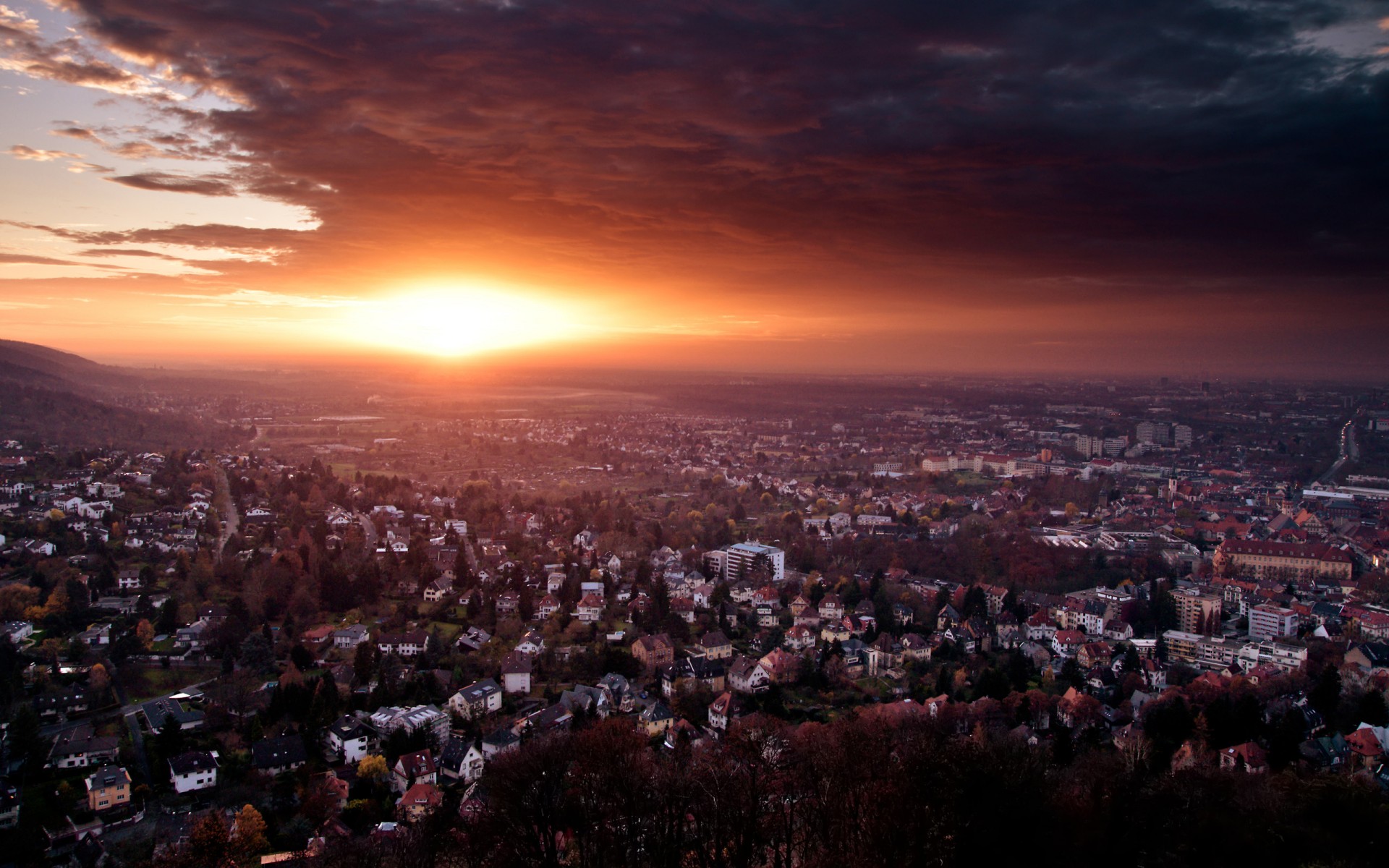 ende des tages sonnenuntergang stadt ende des tages deutschland