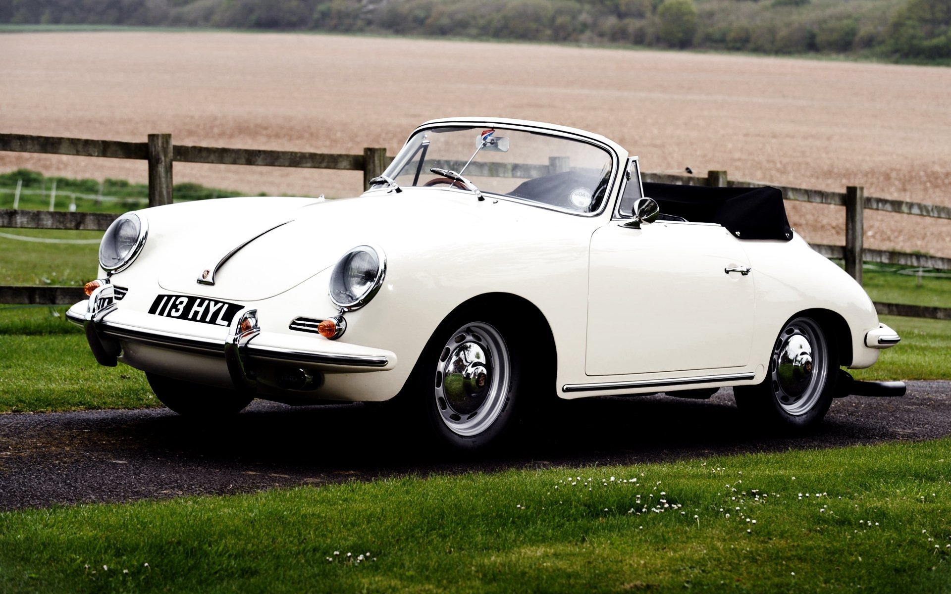 porsche 356b 1600 t 6 roadster 1962 porsche front white classic grass hedge field