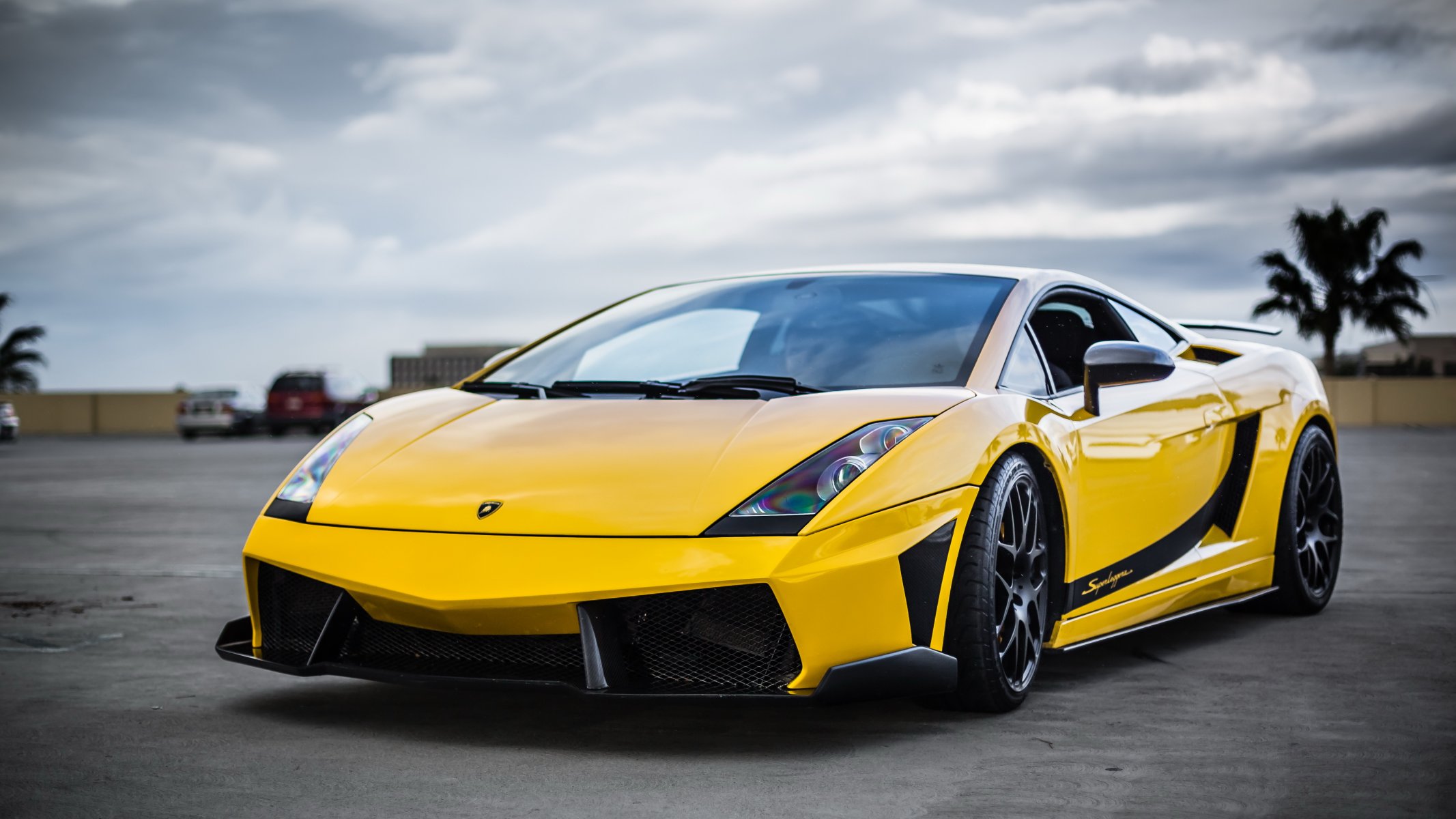 lamborghini gallardo суперкар superleggera желтый передок