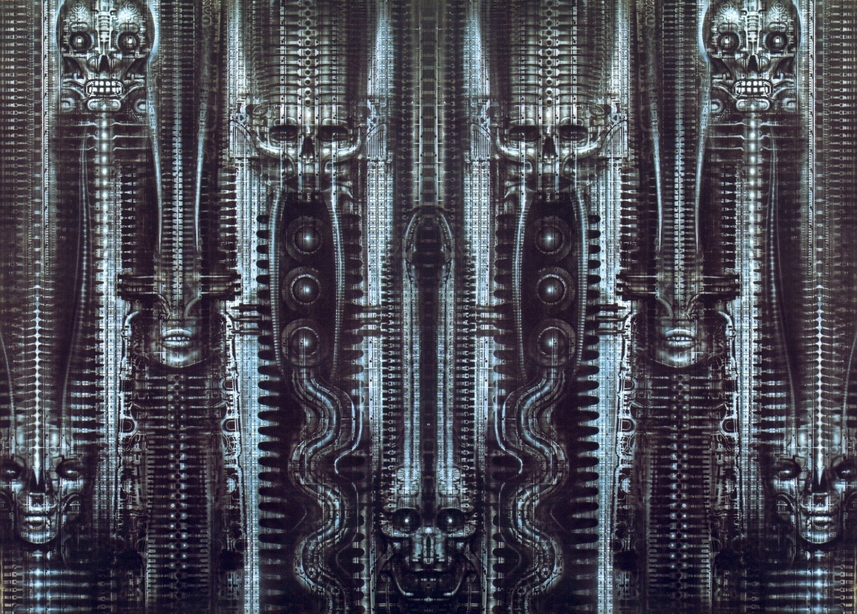 the monotony biomechanic art giger biomechanics industrial mediocrity the dark background pattern skull face