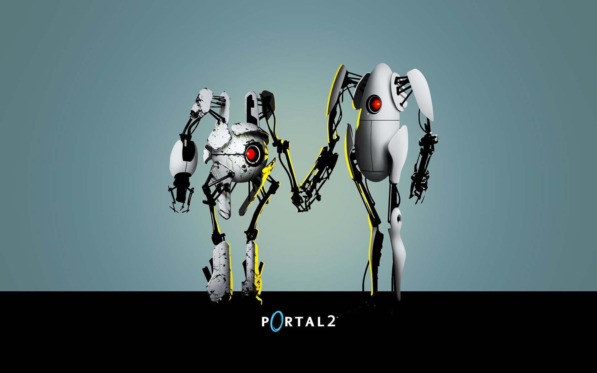 portal 2 demi-vie ouverture portail robots fond dessins anime